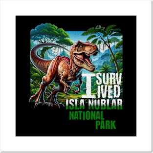 Jurassic Dino I survived National Park Jungle Scene Distressed Look Posters and Art